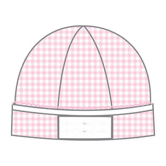 Mini Checks Smocked Hat - Pink - Magnolia BabyHat