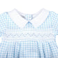 Mini Checks Smocked Long Sleeve Bubble - Blue - Magnolia BabyBubble