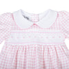 Mini Checks Smocked Long Sleeve Bubble - Pink - Magnolia BabyBubble