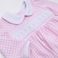 Mini Checks Smocked Long Sleeve Bubble - Pink - Magnolia BabyBubble