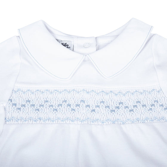 Mini Checks Smocked Long Sleeve Diaper Cover Set - Blue - Magnolia BabyDiaper Cover