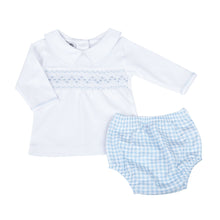  Mini Checks Smocked Long Sleeve Diaper Cover Set - Blue - Magnolia BabyDiaper Cover