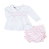 Mini Checks Smocked Long Sleeve Diaper Cover Set - Pink - Magnolia BabyDiaper Cover