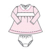 Mini Checks Smocked Long Sleeve Dress - Pink - Magnolia BabyDress