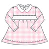 Mini Checks Smocked Long Sleeve Dress - Pink - Magnolia BabyDress