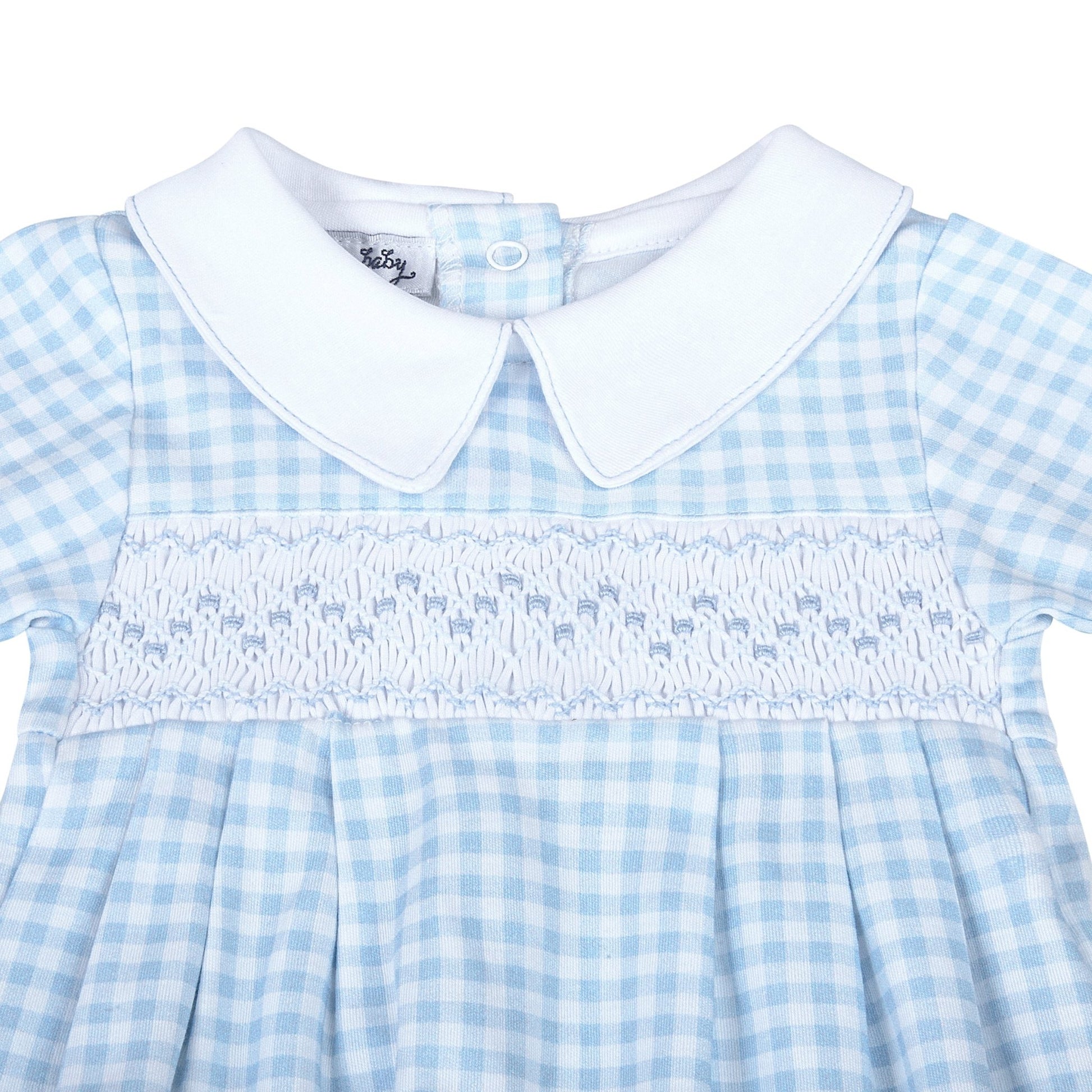 Mini Checks Smocked Pleated Gown - Blue - Magnolia BabyGown