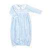 Mini Checks Smocked Pleated Gown - Blue - Magnolia BabyGown