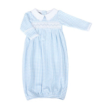  Mini Checks Smocked Pleated Gown - Blue - Magnolia BabyGown