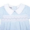 Mini Checks Smocked Short Sleeve Bubble - Blue - Magnolia BabyBubble