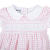 Mini Checks Smocked Short Sleeve Bubble - Pink - Magnolia BabyBubble