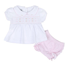  Mini Checks Smocked Short Sleeve Diaper Cover Set - Pink - Magnolia BabyDiaper Cover