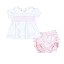  Mini Checks Smocked Short Sleeve Diaper Cover Set - Pink - Magnolia BabyDiaper Cover