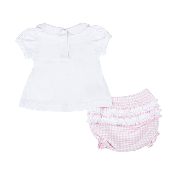 Mini Checks Smocked Short Sleeve Diaper Cover Set - Pink - Magnolia BabyDiaper Cover