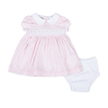  Mini Checks Smocked Short Sleeve Dress - Pink - Magnolia BabyDress