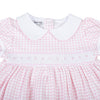 Mini Checks Smocked Short Sleeve Dress - Pink - Magnolia BabyDress