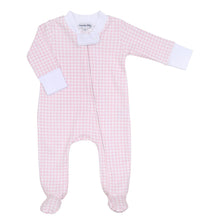  Mini Checks Zip Footie - Pink - Magnolia BabyFootie