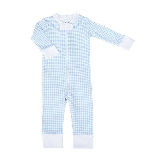 Mini Checks Zip Pajamas - Blue - Magnolia BabyZipper Pajamas