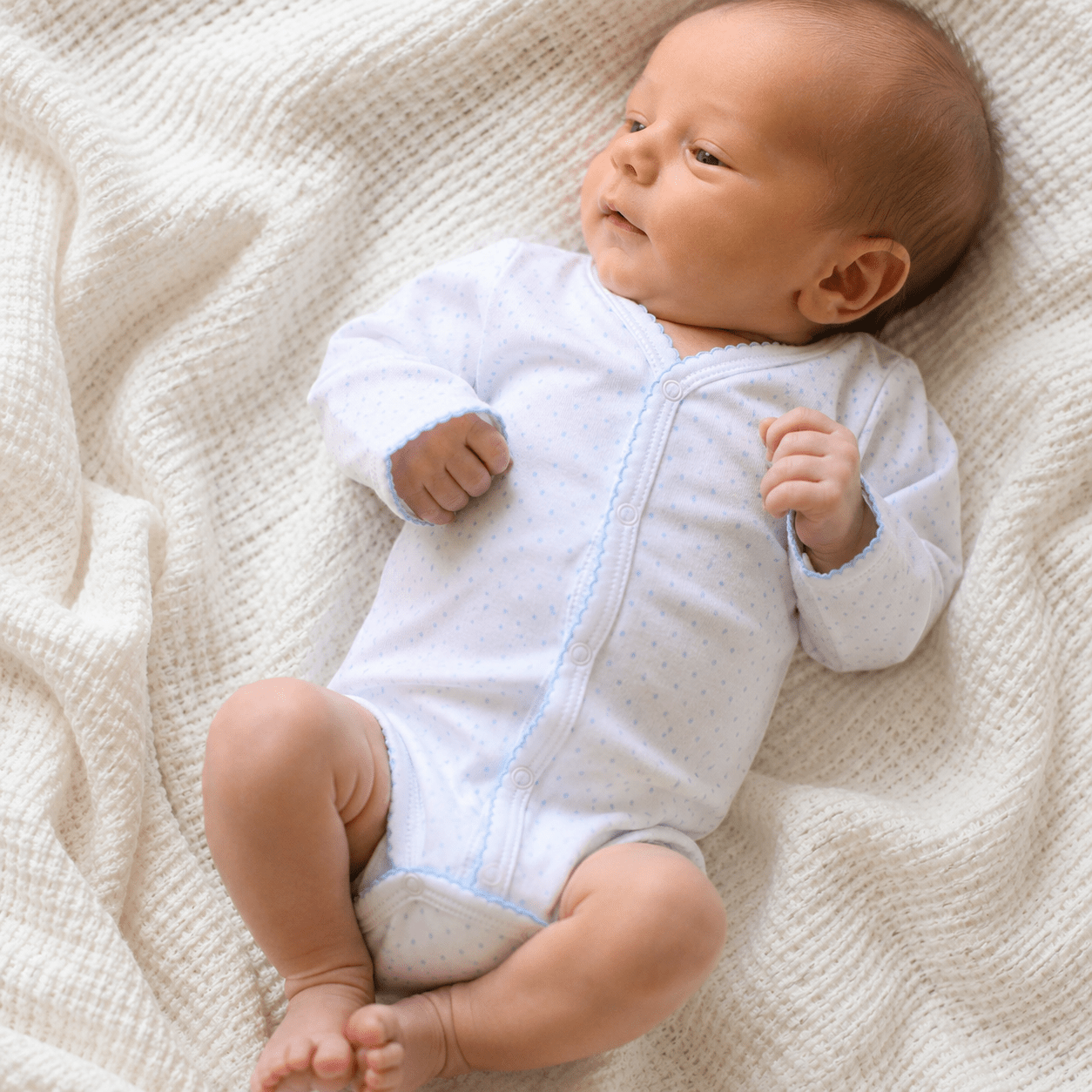 Magnolia Baby_Mini Dots Front Snap Long Sleeve Bodysuit - Blue_1