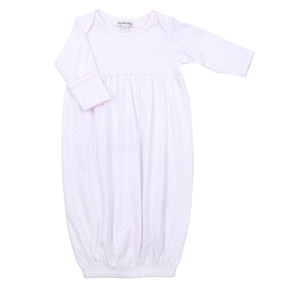 Mini Dots Gathered Gown - Pink - Magnolia BabyGown