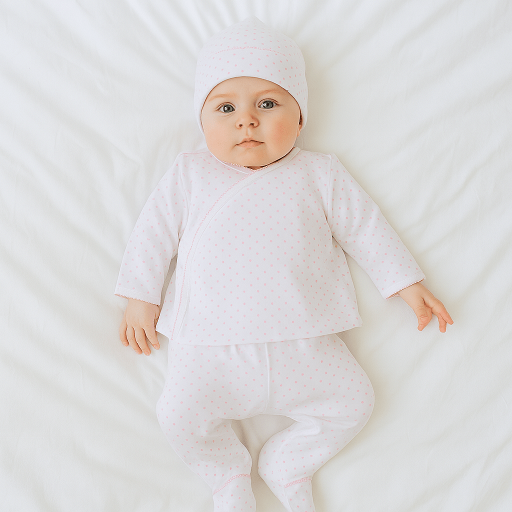 Mini Dots Kimono Footed Pant Set - Pink - Magnolia Baby2pc Pant Set