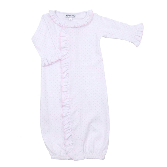 Mini Dots Ruffle Front Converter - Pink - Magnolia BabyConverter Gown