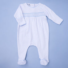  Mini Dots Smocked Footie - Blue - Magnolia BabyFootie