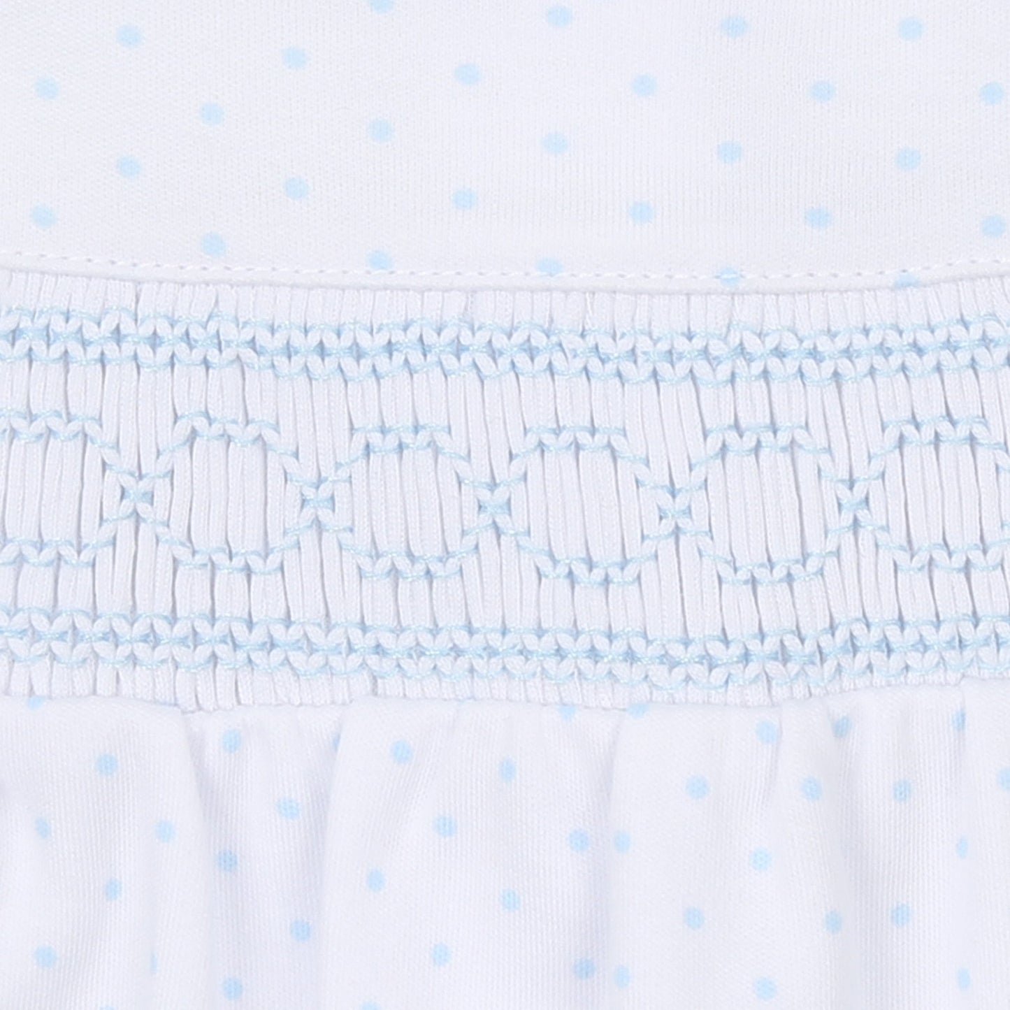Mini Dots Smocked Footie - Blue - Magnolia BabyFootie