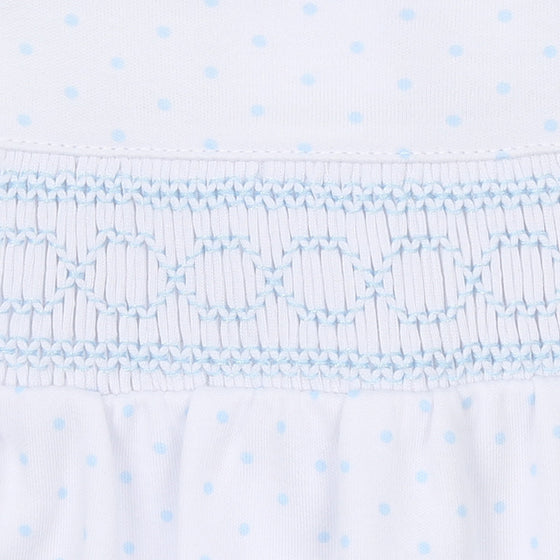 Mini Dots Smocked Footie - Blue - Magnolia BabyFootie