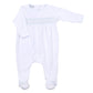 Mini Dots Smocked Footie - Blue - Magnolia BabyFootie