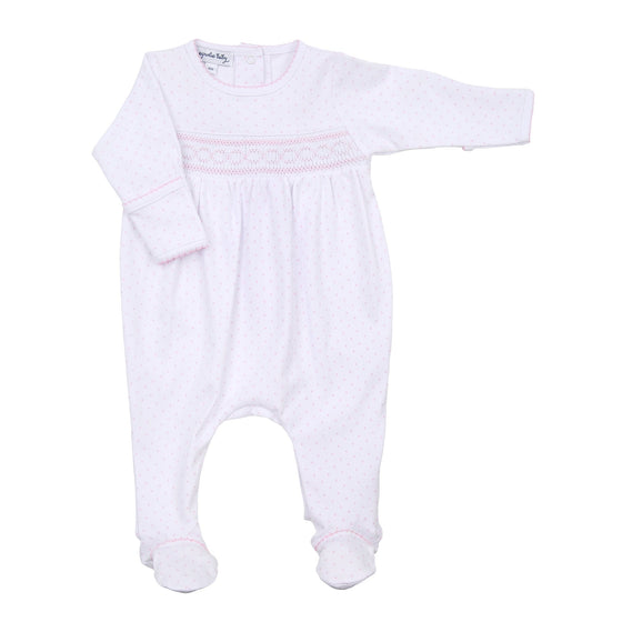 Mini Dots Smocked Footie - Pink - Magnolia BabyFootie