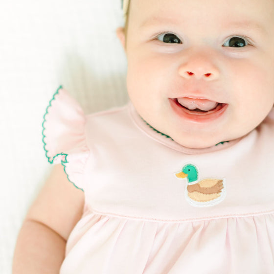 Mini Mallard Embroidered Bubble - Pink - Magnolia BabyBubble