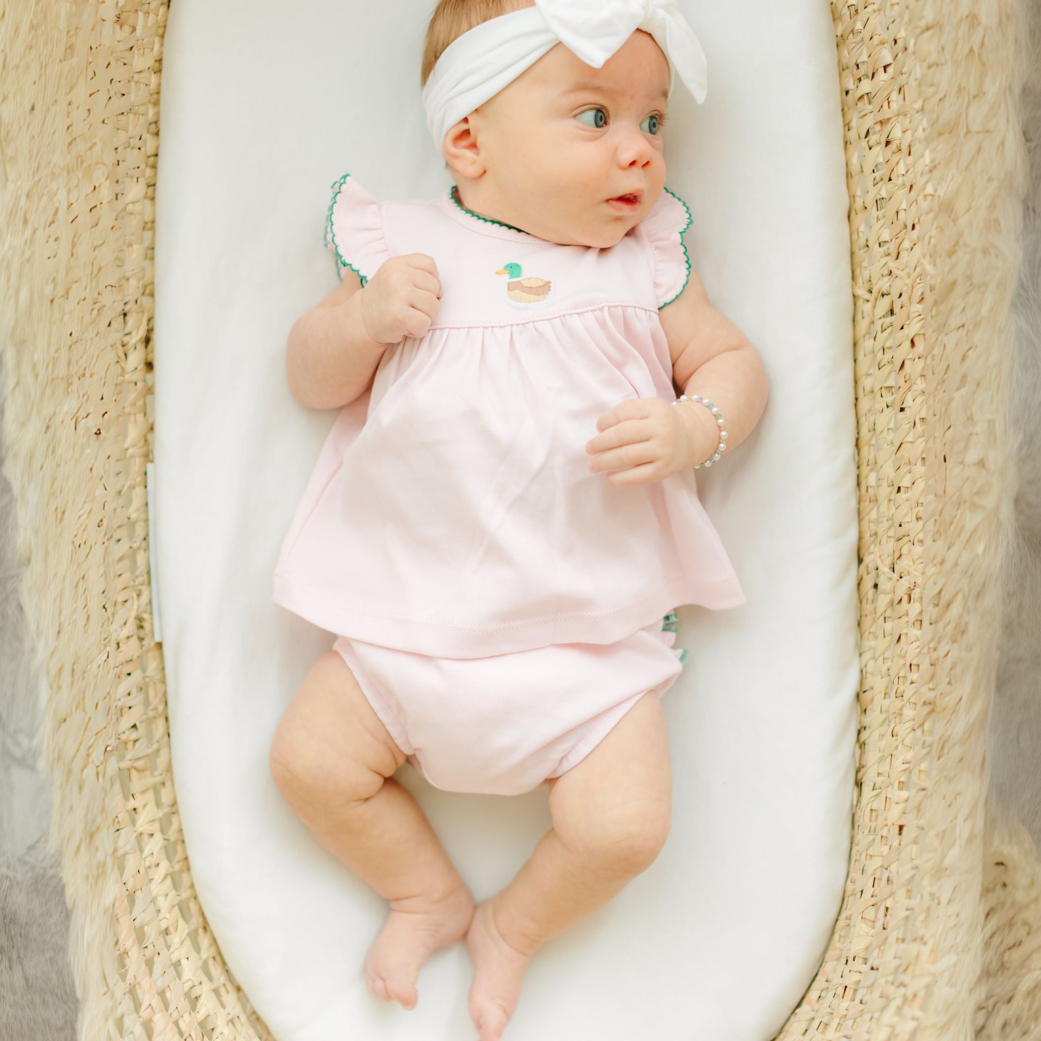 Mini Mallard Embroidered Diaper Cover Set - Pink - Magnolia BabyDiaper Cover