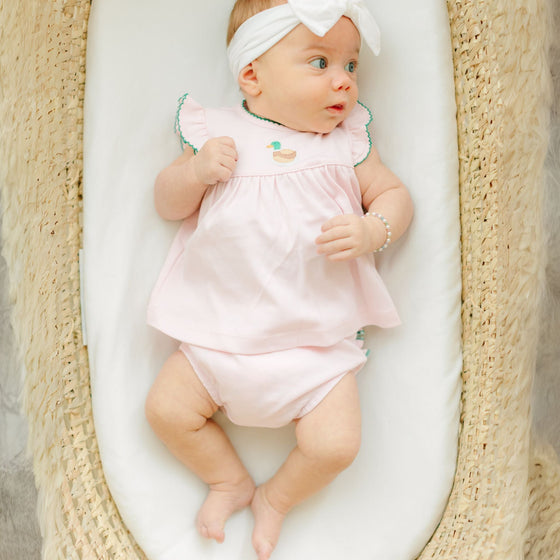 Mini Mallard Embroidered Diaper Cover Set - Pink - Magnolia BabyDiaper Cover