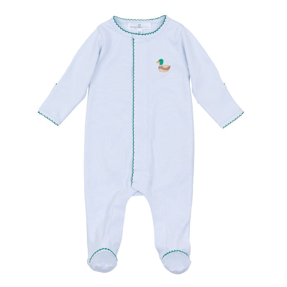 Mini Mallard Embroidered Footie - Light Blue - Magnolia BabyFootie