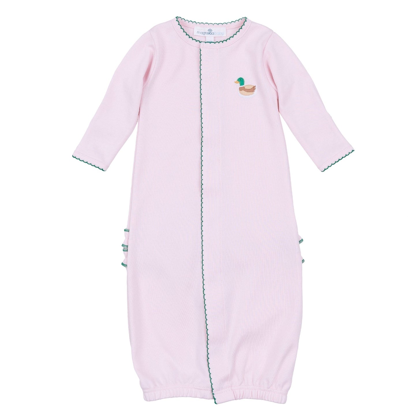 Mini Mallard Embroidered Ruffle Converter - Pink - Magnolia BabyConverter Gown