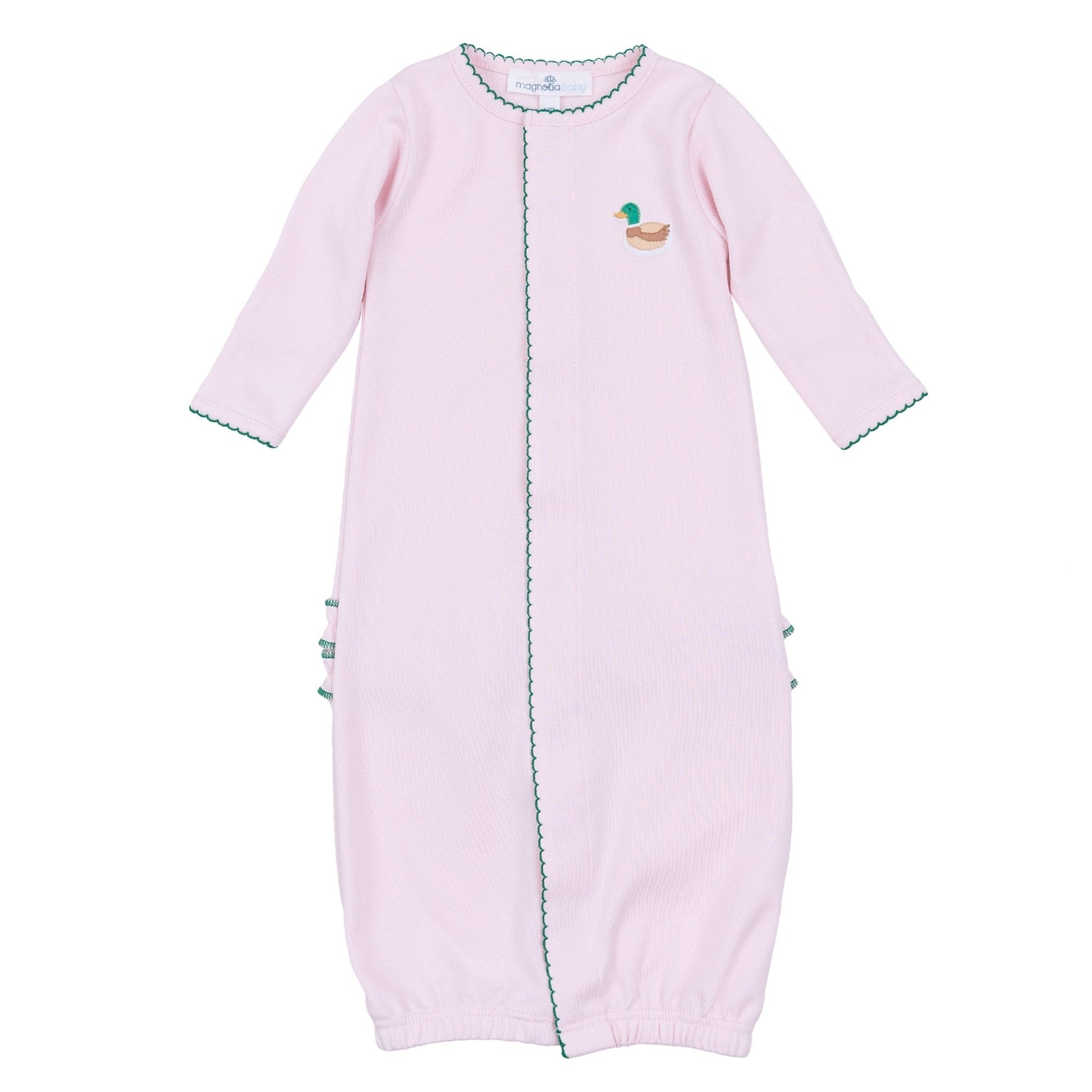 Mini Mallard Embroidered Ruffle Converter - Pink - Magnolia BabyConverter Gown