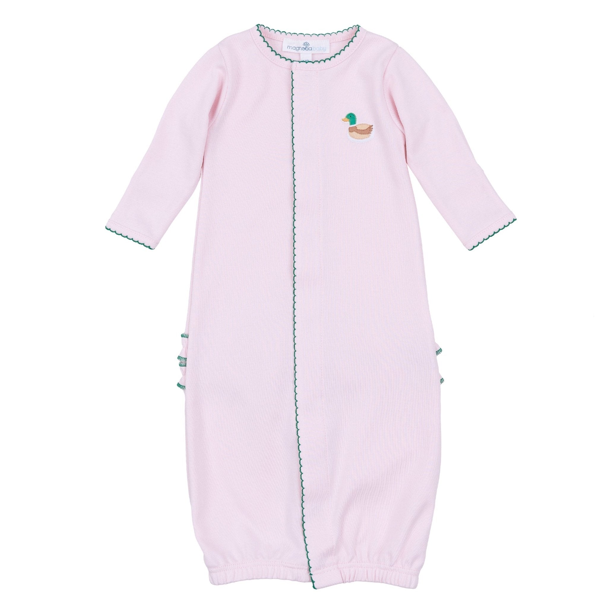 Mini Mallard Embroidered Ruffle Converter - Pink - Magnolia BabyConverter Gown