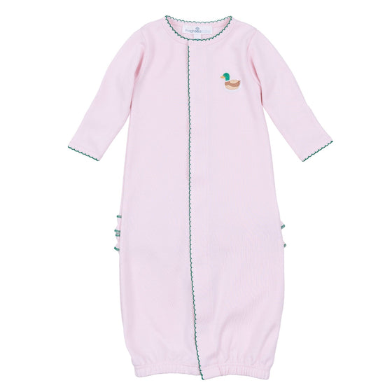Mini Mallard Embroidered Ruffle Converter - Pink - Magnolia BabyConverter Gown