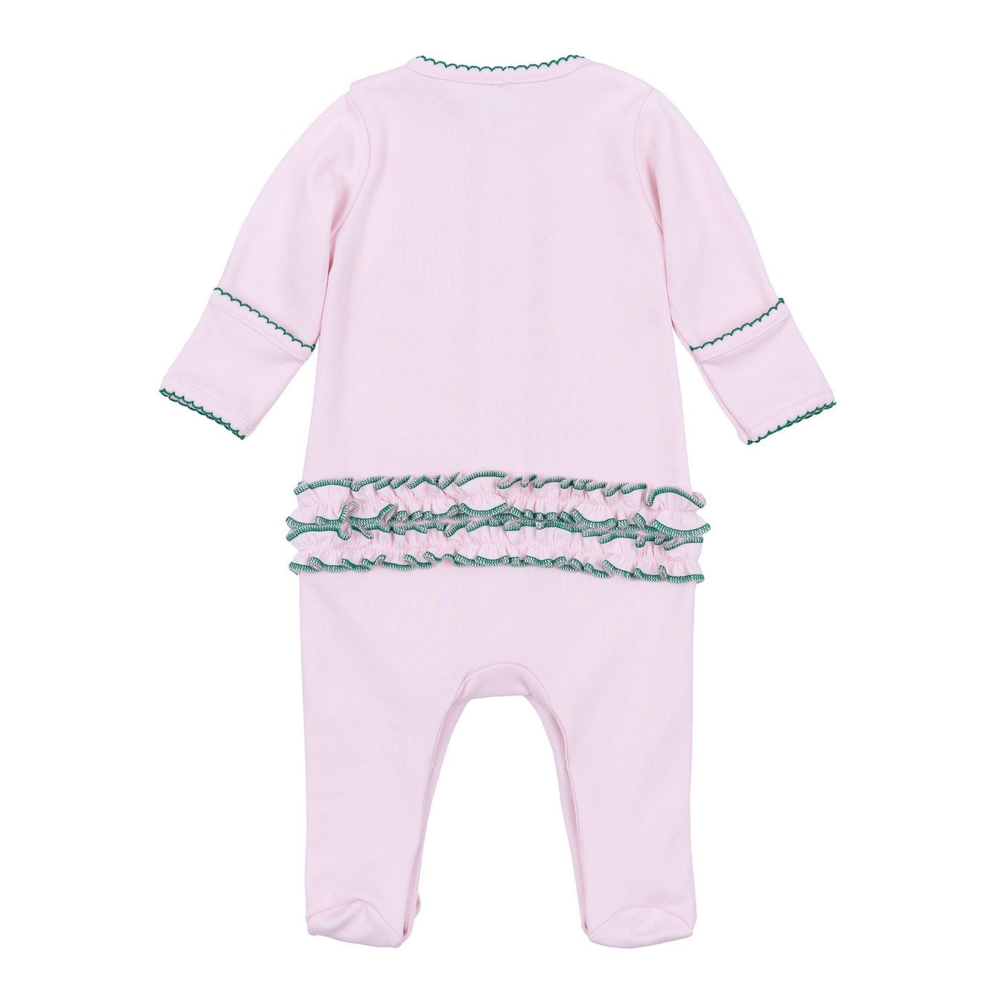 Mini Mallard Embroidered Ruffle Footie - Pink - Magnolia BabyFootie