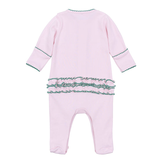 Mini Mallard Embroidered Ruffle Footie - Pink - Magnolia BabyFootie