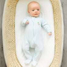  Mini Mallard Embroidered Zip Footie - Light Blue - Magnolia BabyFootie