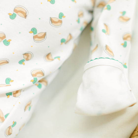 Mini Mallard Print Zip Footie - Green - Magnolia BabyFootie
