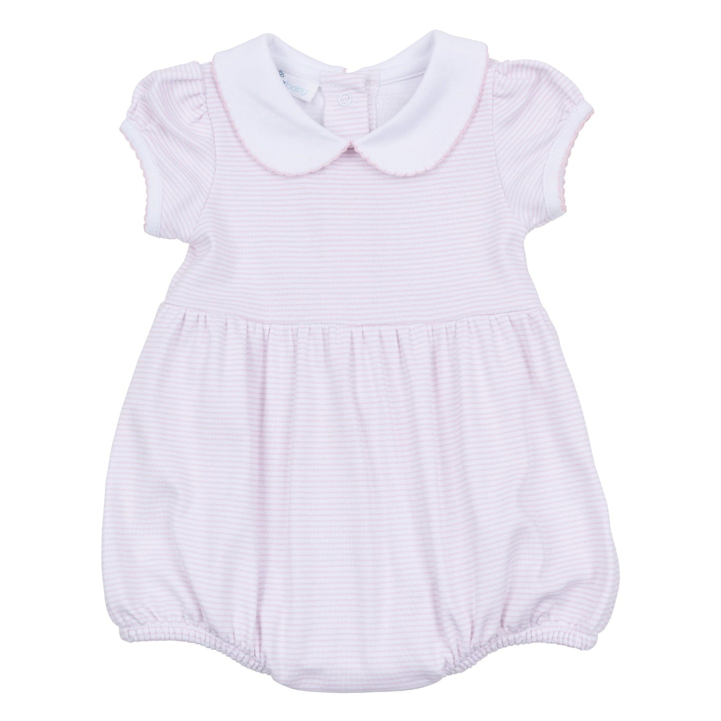 Mini Stripes Collared Short Sleeve Bubble - Pink - Magnolia BabyBubble