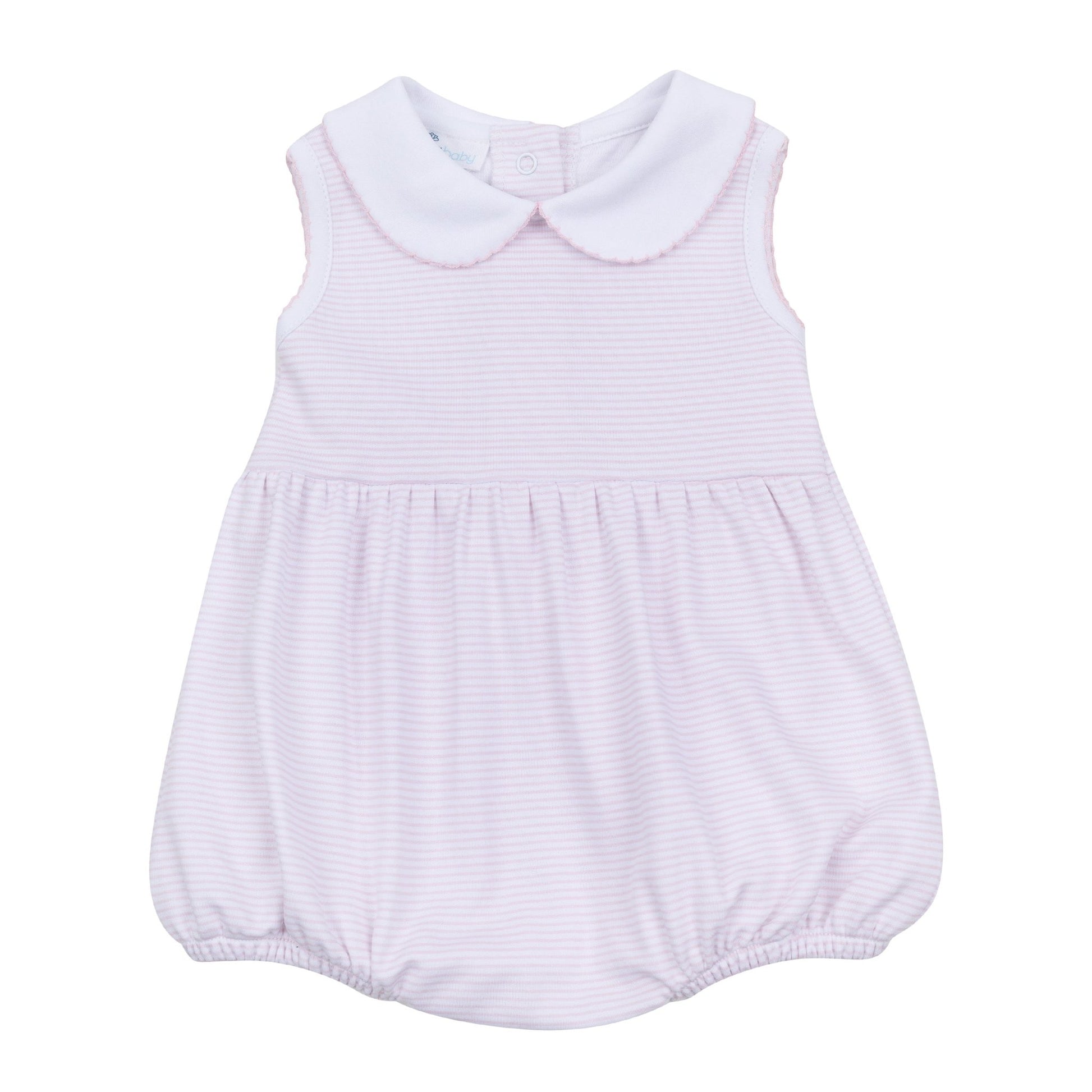 Mini Stripes Collared Sleeveless Bubble - Pink - Magnolia BabyBubble