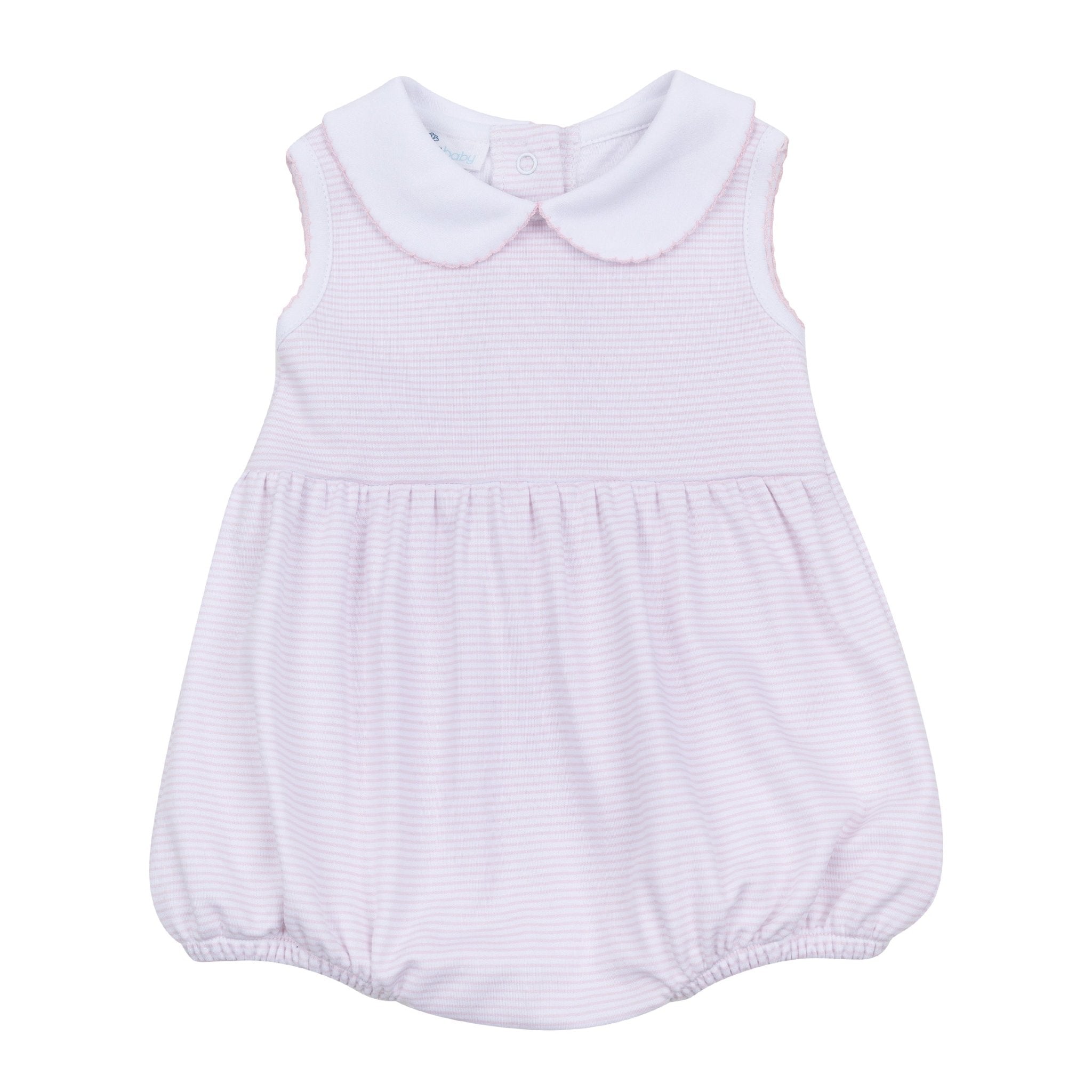 Mini Stripes Collared Sleeveless Bubble - Pink - Magnolia BabyBubble