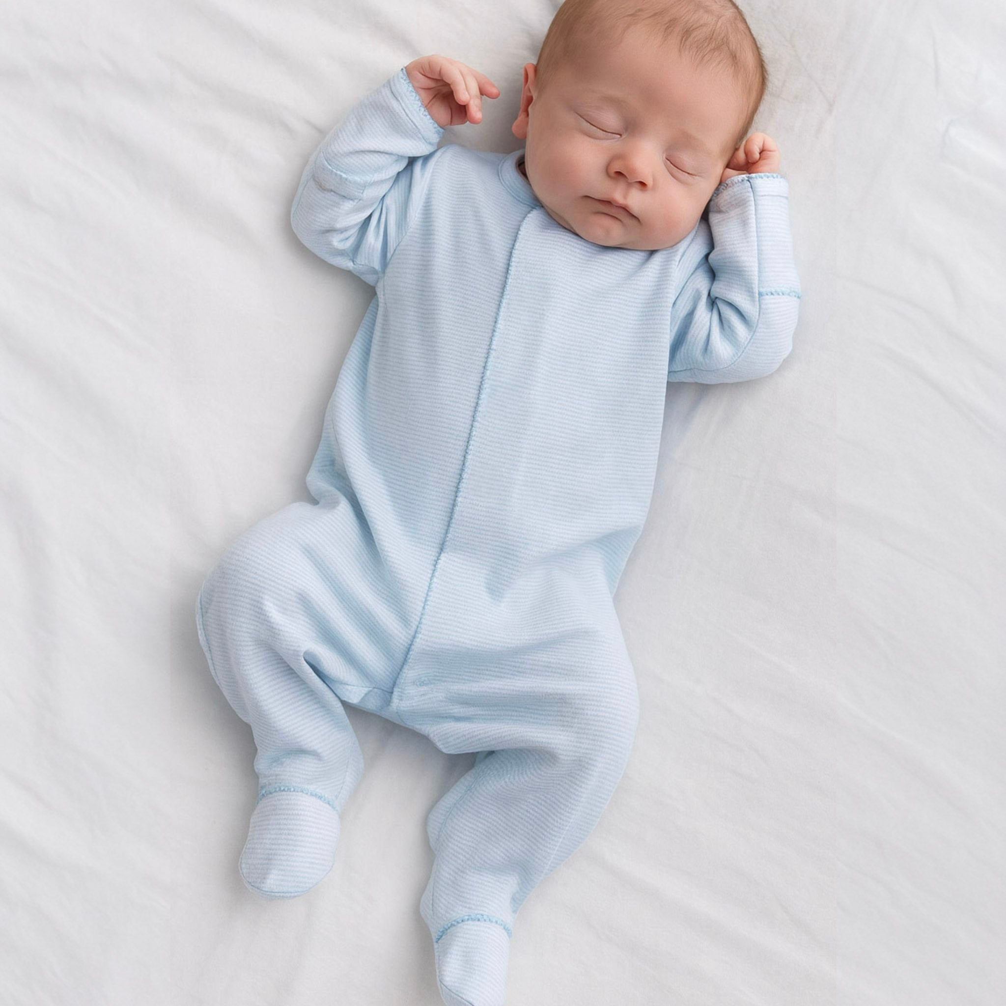 Mini Stripes Footie - Blue - Magnolia BabyFootie