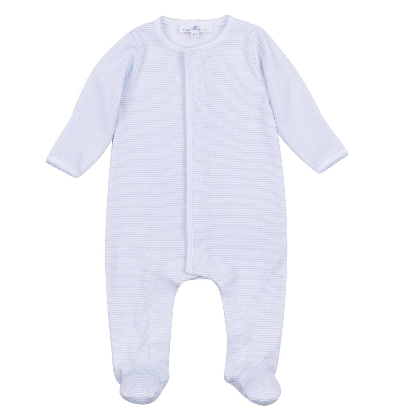 Mini Stripes Footie - Light Blue - Magnolia BabyFootie