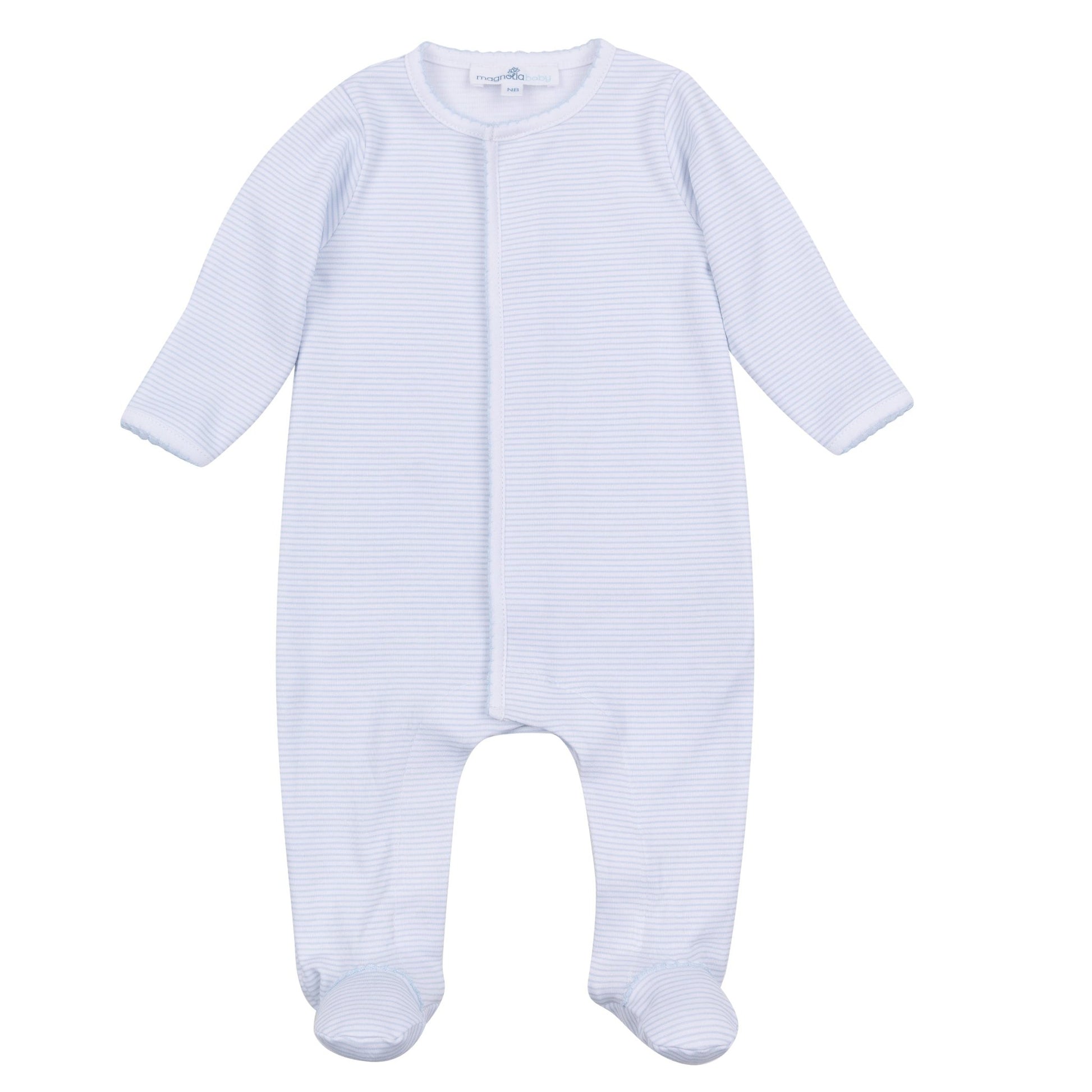 Mini Stripes Footie - Light Blue - Magnolia BabyFootie