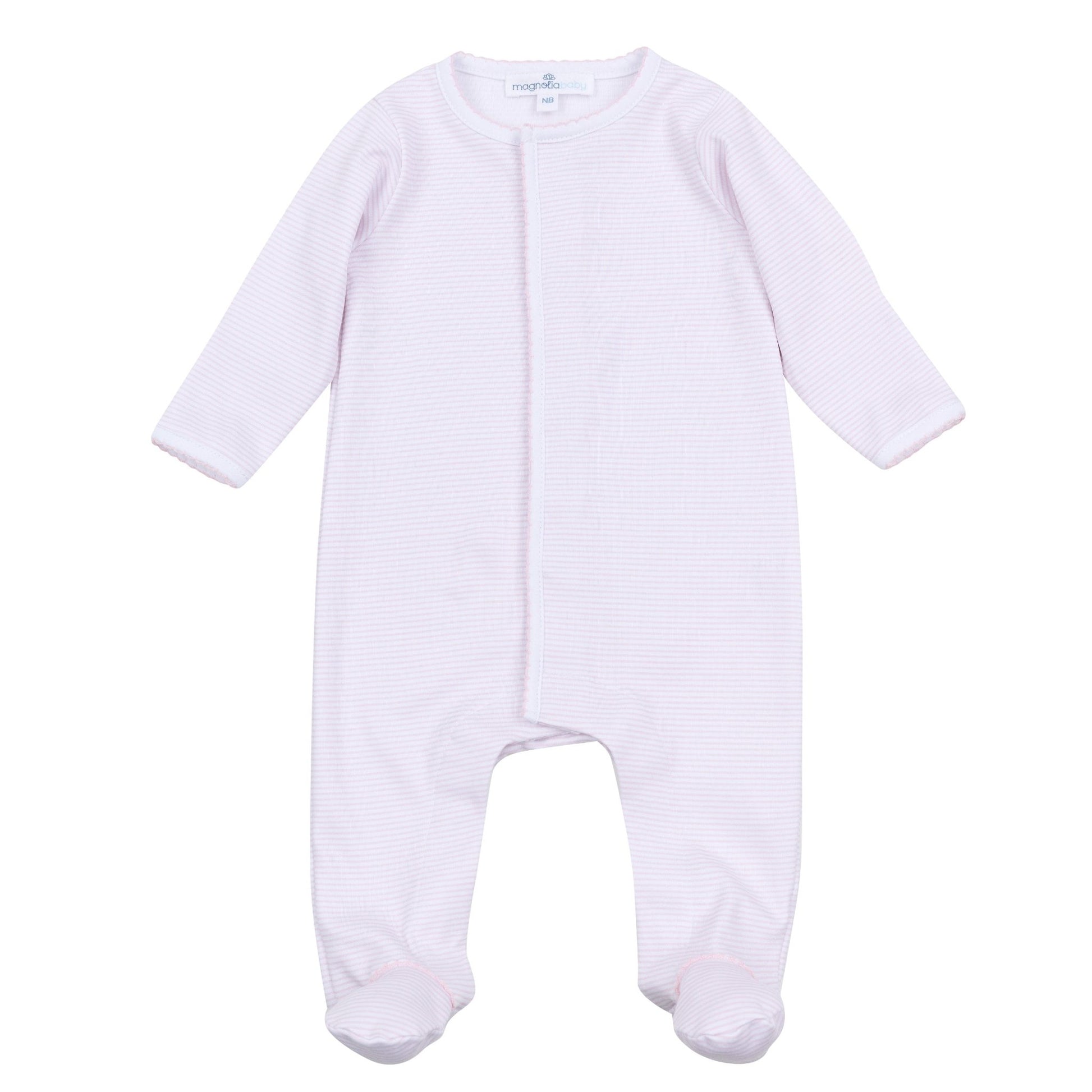 Mini Stripes Footie - Pink - Magnolia BabyFootie