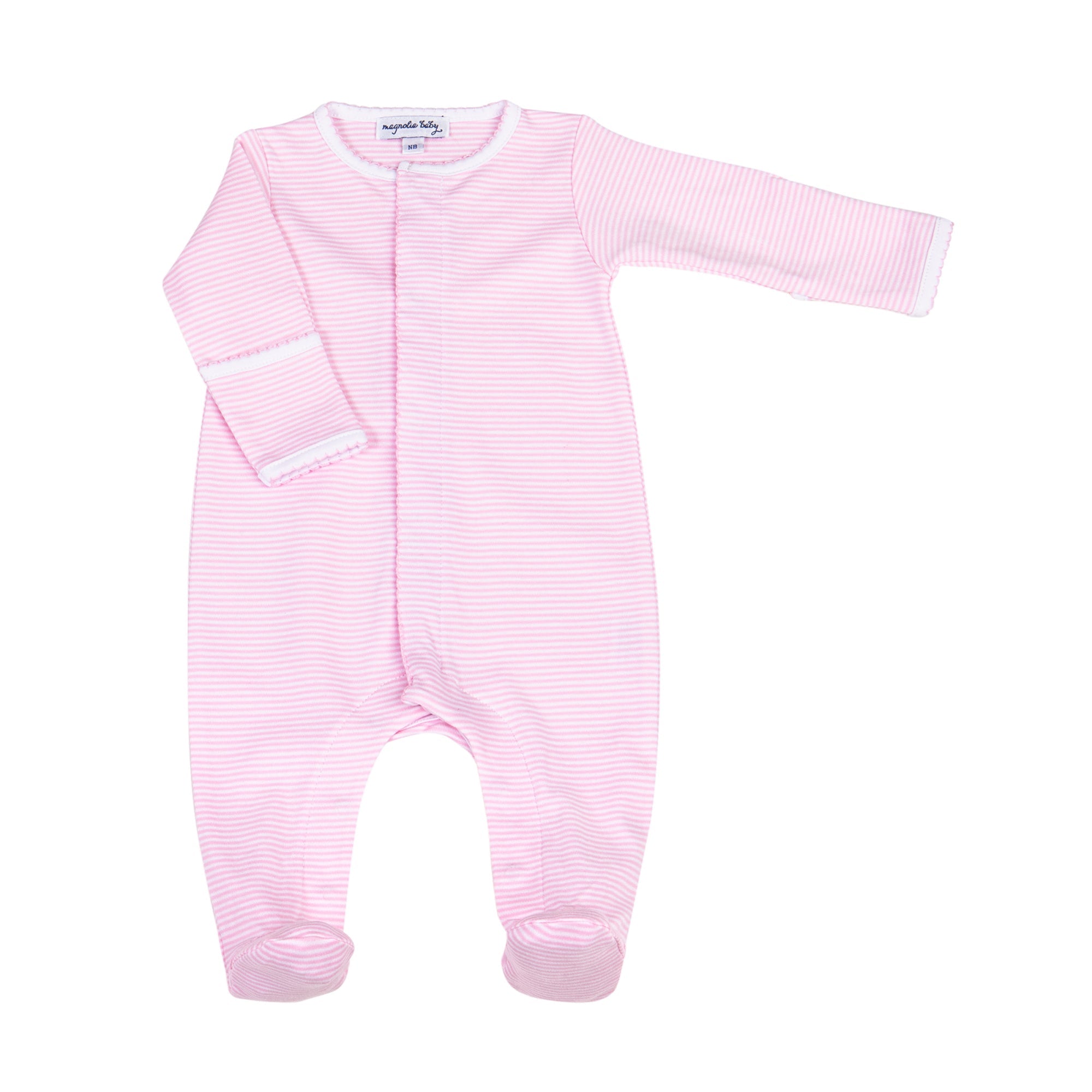 Mini Stripes Footie - Pink - Magnolia BabyFootie